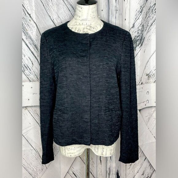 VINCE Jacket Blazer Black Snap Close Cotton L - Picture 1 of 8